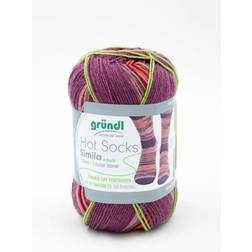 Gründl Sockenwolle Hot Socks Simila 100 g kürbis-rotlila-altrosa-rot-taupe