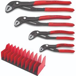 Knipex KNT-9K0080138US 4 Piece Cobra Pliers Set with Free 10 Tool Holder Polygrip