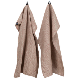 Himla Linus 2-pack Kökshandduk Natur, Röd (70x50cm)