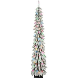 Puleo International 6-ft. Pre-Lit Flocked Alpine Pencil Artificial Christmas Tree