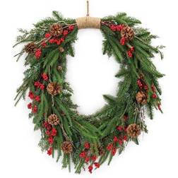 Melrose Red Pine Cone Berry Artificial Christmas Wreath Decoration