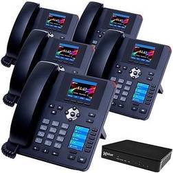 XBLUE QB1 14-Line Corded Conference Telephone System Bundle, Black qb1-ip8g-4x5 Black