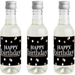 Big Dot of Happiness Adult happy birthday gold mini wine bottle stickers party favor gift 16 ct