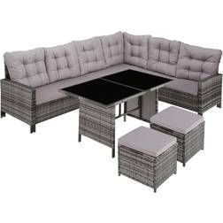 tectake Rattan Lounge Barletta für 6 bis 8 Personen 5-teilig Sitzgruppe inkl Sitz of Rückenkissen