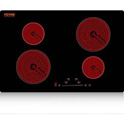 VEVOR Built In Electric Stove Top 23.2 x 20.5 Inch 4 Burners 240V Glass Radiant Cooktop With Sensor Touch Control 9 Po