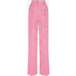 Dolce & Gabbana High-rise wide-leg lace pants pink