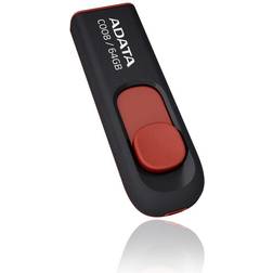 Adata C008 64GB USB 2.0 Retractable Capless Flash Drive, Black/RED AC008-64G-RKD