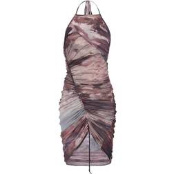 Balmain Short Pastel printed draped tulle dress