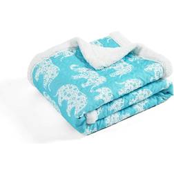 Lush Decor Elephant Parade Blankets White, Blue (152.4x127cm)