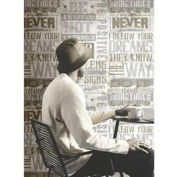 Noordwand Noordwand Wallpaper Friends & Coffee Words and Letters Metallic and Beige
