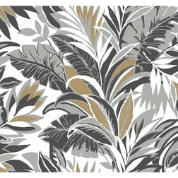 York Wallcoverings cy1567 palm silhouette wallpaper black gold