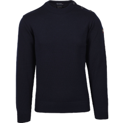 Paul & Shark Mens Button Shoulder Crew Knit Sweater - Navy