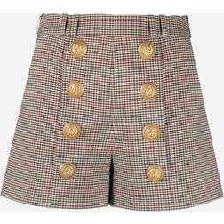 Balmain Shorts Aus Kariertem Wollmischgewebe Bunt