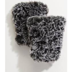 Faux Fur Knitted Fingerless Mittens BLACKFROST