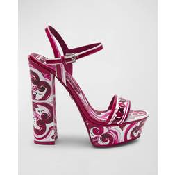 Dolce & Gabbana Printed Patent Leather Platform Sandals