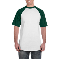 Augusta Men's Short Sleeve Baseball T-shirt - White/Dark Green