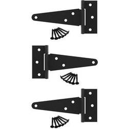 Renovators Supply 5 Black T Strap Shed Door Hinge Flush Mount Cast Iron Barn Door Shed Hinge w/Hardware Pack 3