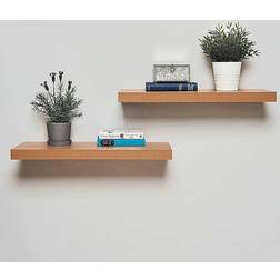 Greenhurst Floating Light Oak Wall Shelf 40cm 2pcs