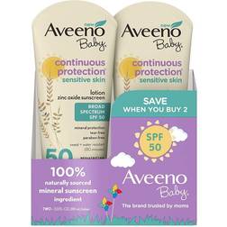 Aveeno Baby Continuous Protection Zinc Oxide Sunscreen SPF50 2-pack 88ml