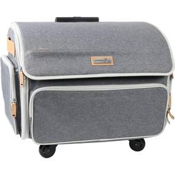 Everything Mary XL 4 Wheel Collapsible Deluxe Rolling Sewing Machine Storage Case Heather Grey