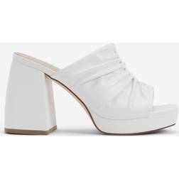 Kenneth Cole Women's Anika Block Heel Ruched Platform Sandals White