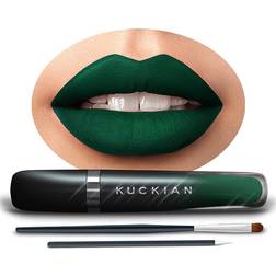 Forbidden forest deep dark matte green lipstick, by kuckian long lasting