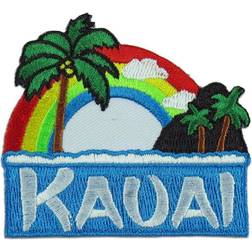 Hawaii Love Kauai Rainbow Palm Iron-On Embroidery Applique Patch