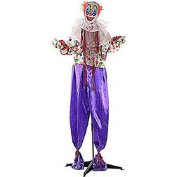 Haunted Hill Farm in. Scary Talking Clown Prop Halloween Decoration with Flashing Red Eyes, Battery Operated