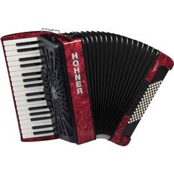 Hohner Bravo III 72 Accordion With Black Bellows Red