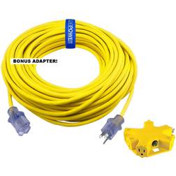 Cp 100 ft 12/3 sjtow heavy duty contractor extension cord w/ adapter, cpco90001