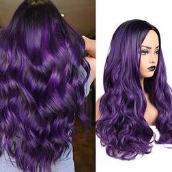 Fancy Hair Ombre wig purple wigs long curly wavy wigs resistant 2