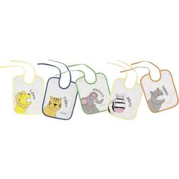 Playshoes Binding Bibs 5-pack Zoo Animals White