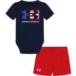 Under Armour Freedom Icon Flag Short-Sleeve Bodysuit and Shorts Set for Babies Navy/Red Months