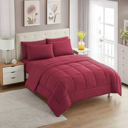 Sweet Home Collection 7 Piece Comforter Set Bed Linen Red (30.5x30.5cm)