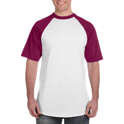 Augusta Men's Short Sleeve Baseball T-shirt - White/Maroon