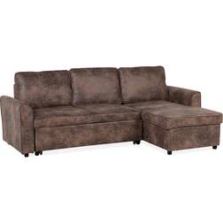 Beliani Left Hand Faux Leather Corner Bed with Storage Brown Nesna Sofa