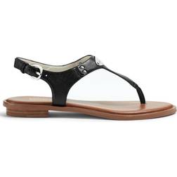 Michael Kors MK Logo Plate Leather Sandal - Black