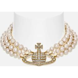 Vivienne Westwood Three Row Pearl Bas Relief Choker