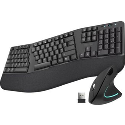 Delton KB200 & S12 Wireless Ergonomic Keyboard Optical Mouse Combo, Black