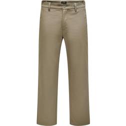 Only & Sons Onsedge-ed Loose Fit Chino Trousers Beige
