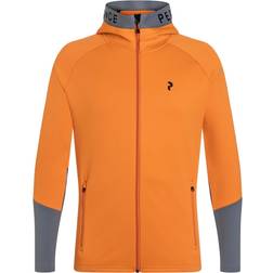 Peak Performance M Rider Mid Zip Hood - Orange Flare/Quiet Grey