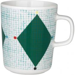 Marimekko Oiva Losagne Gobelet Avec Anse 250 ml - Blanc / Vert / Bleu Pétrole / Rouge - Multicolore Mug 25cl