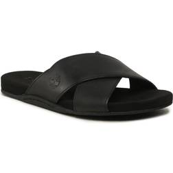 Timberland Herren Seaton Bay Cross Strap Slide Sandalen, Schwarz Black Leather