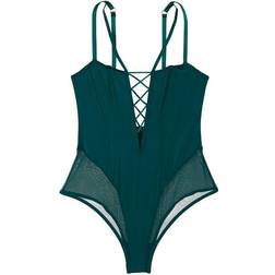 Victoria's Secret Very Sexy Lace-Up Corset Teddy - Green