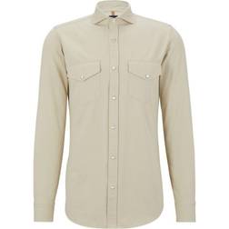 HUGO BOSS Relaxed-fit shirt in Italian-made cotton twill beige