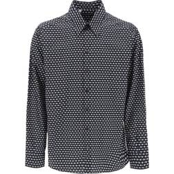 Dolce & Gabbana Logo Print Oversized Poplin Shirt Black