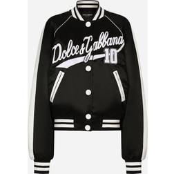 Dolce & Gabbana Satin varsity bomber jacket with embroidery