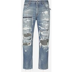 Dolce & Gabbana Loose blue wash denim jeans with rips combined_colour