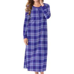 Thermal Henley Nightgown Plus Size - Ultra Blue Plaid