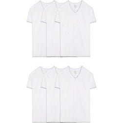 Fruit of the Loom Men's Eversoft Cotton Stay Tucked V-Neck T-shirt 6-pack - White